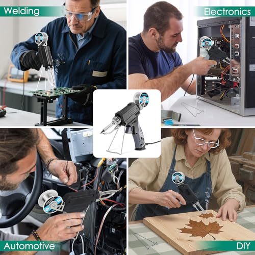 Soldering Iron Gun, 60W Auto Feed Soldering Gun with Adjustable Temperature LCD Display and Solder Wire for Electronic PCB Repair DIY - style: Soldering Iron gun