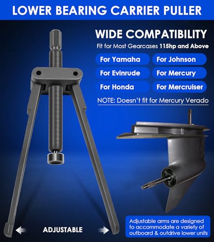 Yoursme Upgrade Lower Bearing Carrier Puller for Yamaha Johnson Evinrude Mercury Honda Mercruiser, Lower Bearing Puller with Adjustable Arms Fit for Most Gearcases 115hp and Above