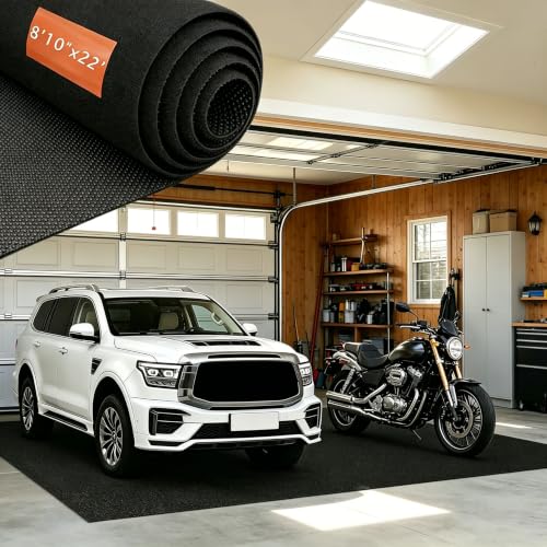 8'10"x22' Oversized Garage Floor Mat - Full Car Coverage, Oil Absorbent & Leak-Proof Rubber Backing, Heavy Duty Protector for Full-Size Trucks, SUVs, RVs & Workshops, Trimmable Anti-Slip - size: 8'10"x22'