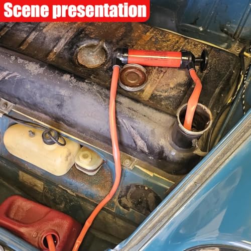 Multi-Use Siphon Fuel Transfer Pump Kit, Universal Hand Fluid Transfer Pump with Siphon Hose, Portable Automotive Oil Extractor Accessories for Gas, Liquid (Black)