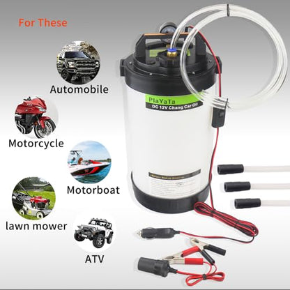 Electric DC12V Vacuum Oil Changer Drain Pump; Vacuum Liquid Extractor, Tool for Car, Truck, Motorcycle, Go Kart Oil, Transmission, Coolant Change, Easy to Use by Oil Stick Pipe（1.6Gallon） - size: 1.6gallon