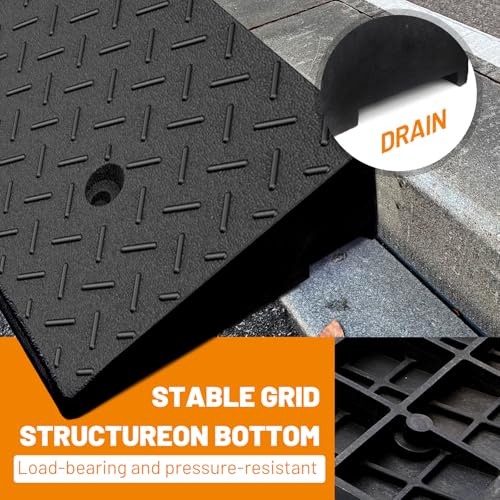 2 Pack 4'' Rise Rubber Curb Ramp Heavy Duty Loading Rubber Curb Ramps，Suitable for Cars, Bicycles, Motorcycles, Lawn Mowers, Mobile Pets (38.6 x 11.8 x 4 Inch) - size: 4" Rise