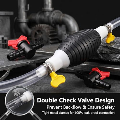 Manual Liquid Siphon Pump, 6.56Ft Flexible Hose Fuel Transfer Pump, Portable High Flow Hand Fluid Extractor, Universal for Most Cars, SUVs, Trucks (Black)
