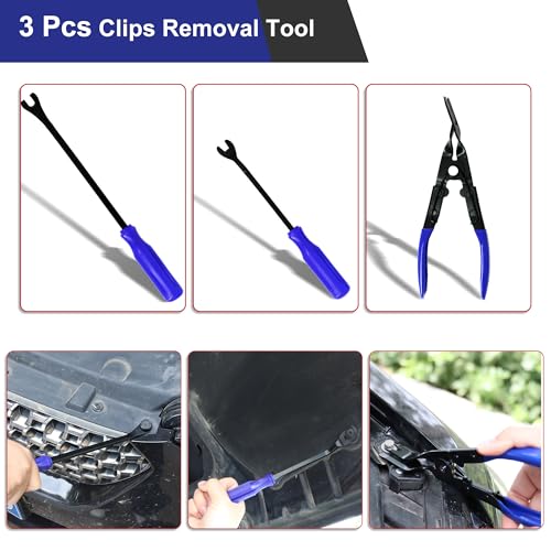 19Pcs Trim Removal Tool,Auto Clip Pliers Fastener Remover Set with Storage Bag,Car Pry Tool Kit for Door Panel Dashboard Body,Panel, Audio, Dash, Window and Upholstery, Blue - color: Blue