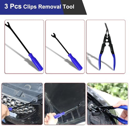 19Pcs Trim Removal Tool,Auto Clip Pliers Fastener Remover Set with Storage Bag,Car Pry Tool Kit for Door Panel Dashboard Body,Panel, Audio, Dash, Window and Upholstery, Blue - color: Blue