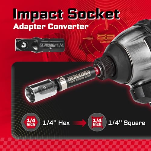 Geinxurn 32Pieces Impact Screwdriver Bits Set, S2 Steel Magnetic Phillips/Slotted/Square/Security Torx Muliti Insert Bits Tips Set with Impact Bit Holder and 1/4”Socket Adapter(Red Storage Box Case) - style: FQ032025-ARD