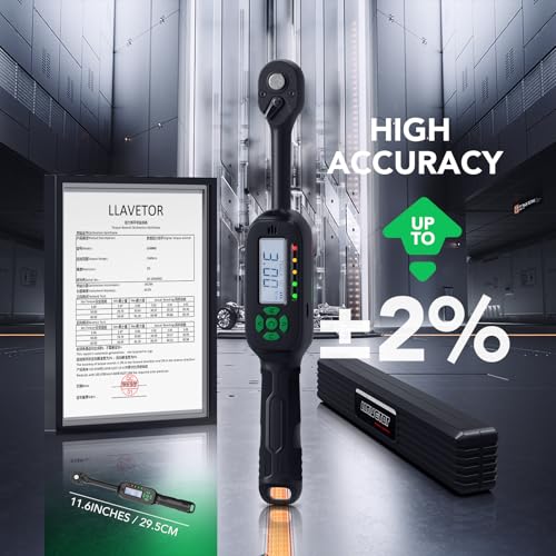 3/8 Inch Digital Torque Wrench, 2.2-44.3 Ft-lbs/3-60Nm, Buzzer and LED Notification, Small Electronic Torque Wrench for Motorcycles - size: 2.2-44.3 ft-lb/3-60 Nm
