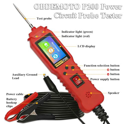 Automotive Circuit Tester, Power Circuit Probe Short Finder with Multimeter & Oscilloscope, 0-36V DC/AC Voltage, PWM Drive, Component Activation, Tester Electric 16.4FT Cable for Car Truck RV