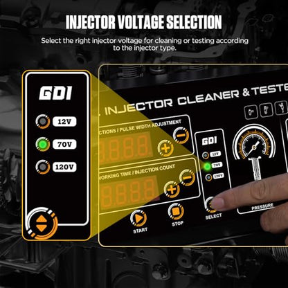CT400 Fuel Injector Cleaner Tester Machine 6 Cylinders Upgraded Ultrasonic Car Fuel Injectors Cleaning Machine GDI, EFI, FSI Fuel Injection Systems Cleaner Kit 12V/70V/120V