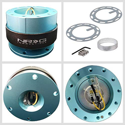NRG (SRK-200) Mint Fresh Body/Titanium Chrome Ring GEN 2.0 Racing Performance Steering Wheel Quick Release Adapter Fit 2-Way 6-Hole Pattern Design - color: Mint Body / Titanium Chrome Ring