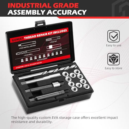 Thread Repair Kit M8X1.25 Metric, with M8X1.25X11.7MM Stainless Steel Insert Qty 10 - size: M8x1.25x11.7mm