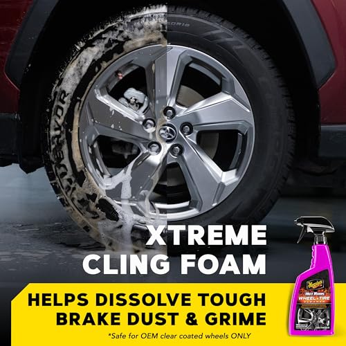 Meguiar's Hot Rims Wheel & Tire Cleaner, Tire Cleaner Spray, Powers Through Brake Dust And Road Grime; Use On Wheels Sidewalls On Cars, Trucks & Suvs For Tire Shine - 24 Oz Spray Bottle