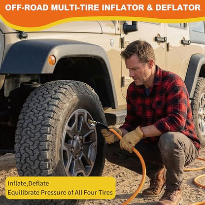 Outran 4 Tire Inflation Deflation System Up to 200" Wheelbase,High Flow 4 Tire Inflator for Truck, Car, Trailers & Motorcycles with Digital Tire Pressure Gauge and Closed Flow Air Chuck