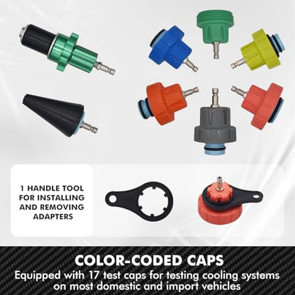 Universal Radiator Pressure Tester Kit Coolant Vacuum Refill Kit System 34pcs
