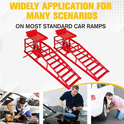 2 Pack Hydraulic Car and Truck Service Ramps,11023 Lbs (5 Tons) Capacity, Low Profile Car Lift Service Ramps for Oil Changes, Adjustable Lift Height 9.8" to 16.21", Home Garage,Vehicle Auto Garage Rep