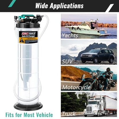 Estune 9.5L Fluid Extractor Pump, 2.5 Gallon Pneumatic Manual Oil Extractor Pump for Oil Change, Oils Vacuum Pumps Extractors with 5 Pcs Brake Bleeding Hose for Cars, Suvs, Trucks, Rvs, Motorcycles - size: 2.5 Gallon/9.5 L