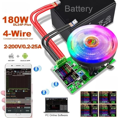 Eyes.sys Electronic Load Tester, USB Load Tester, 180W 200V 20A Battery Capacity Tester Constant Current & Constant Voltage, 4 Modes, Intelligent Discharge Resistance Power Tester