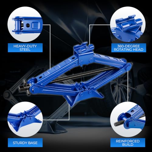Scissor Car Jack, 2 Ton (4409 Lbs) Portable Tire Changing Kit | Portable Small Car Jack Kit, Premium Universal Scissor Jack for Car Sedan SUV MPV with Labor-Saving Ratchet Wrench Lug Wrench