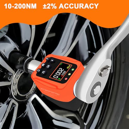 ATsafepro Digital Torque Adapter – 7-147 Ft-Lb, Converts Any 1/2" Ratchet Tool to Torque Wrench, 3/8" & 1/4" Adapters, ±2% Accuracy, Buzzer & LED Alerts, for Motorcycles, Bike & Versatile DIY Use - style: 1/2-Inch 7-147 Ft-Lb