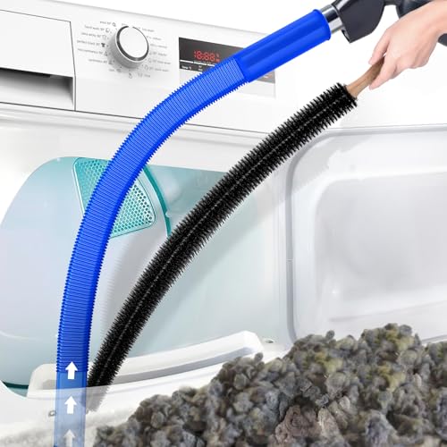 PetOde 2 Pieces Dryer Vent Cleaner Kit Compatible with Most Vacuum Cleaner, Dryer Lint Brush and Vacuum Hose Attachment, Quickly Lint Remover, Deep Blue - color: Deep Blue