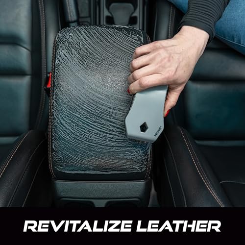 VIKING Leather Cleaner Brush, Horsehair Bristles for Car Interior, Cleaning Brush for Car and Home, Grey, 6.5 x 2.8 x 2 inch