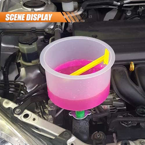 Craedli 15PCS No-Spill Coolant Funnel Kit, Spill Proof Coolant Filling Funnel Set, Radiator Flush Kit with Adapters, Universal Vehicle Antifreeze Bleeder Accessory for Most Cars (Yellow)