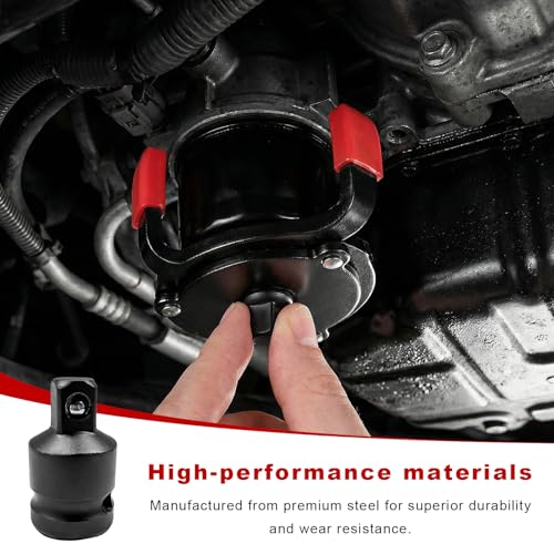 Universal Oil Filter Wrench, Adjustable 3-Jaw Auto Oil Filters Removal Tool with 1/2" to 3/8" Adapter, Heavy-Duty Engine Filter Change Tool Range 2.3" to 4.3" for Most Cars