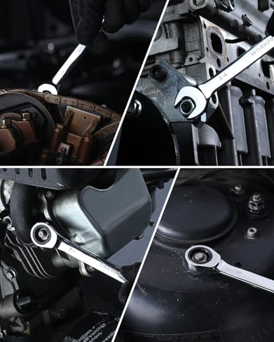 WORKPRO 19 mm Ratcheting Combination Wrench Metric, CR-V Constructed with Mirror Polish Chrome Plating, 12-Point Design, 15-Degree Offset - size: 19 mm, style: Mirror Polish