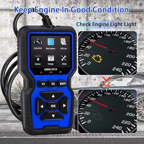 V519 OBD2 Scanner, Universal Check Engine Light Code Reader, Professional Diagnostic Scan Tool with Full OBDII Functions, Real-Time Data Stream, Erase Fault Codes for All Post-1996 Vehicles