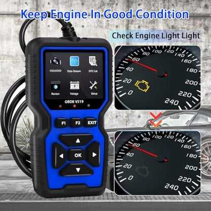 V519 OBD2 Scanner, Universal Check Engine Light Code Reader, Professional Diagnostic Scan Tool with Full OBDII Functions, Real-Time Data Stream, Erase Fault Codes for All Post-1996 Vehicles