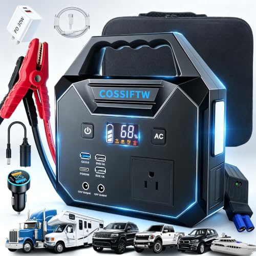 Heavy Duty 10000A Jump Starter Built-in AC 200W Inverter for Trucks,Motorhomes All Gasoline and Up to 15L Diesel Engines；Power Suplly Fan,Laptop,Mobile Phone,Led Lighting for Party Camping