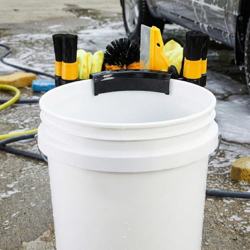 4 Pieces Detailing Bucket Organizer, Portable Bucket Tool Caddy with Drainage Holes, Multipurpose Auto Wash Tool Hanger Cleaning Accessory for Home, Garden, Ice Fishing, Universal Fit