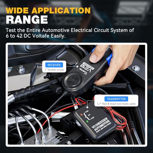 VDIAGTOOL V210 Wire Tracer Electrical Circuit Breaker Finder Automotive Open & Short Circuit Finder Circuit Tester Fault Probe Wire Tracker Electrical DC 6-42V for Cars, Motorcycle