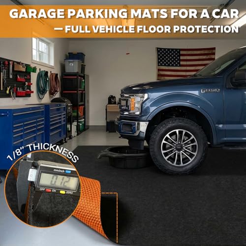 Oil Spill Mat for Driveway Garage, 72x60 Oil Drip Rubber Mat Under Car | Heavy Duty, Absorbent, Waterproof, Leak Resistant, Protect Garage Floor, for Auto Tractor Mower Repairs Oil Change, Black - size: 72" x 60"-Nonslip Black Orange