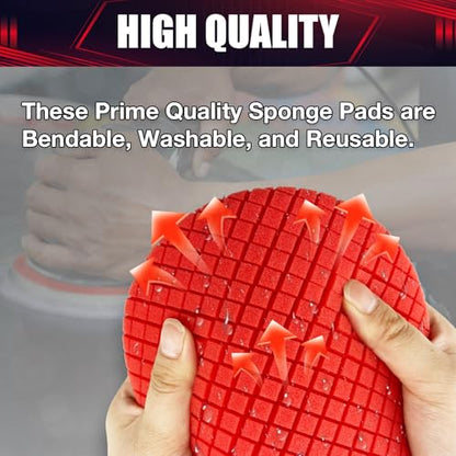 7PCS Buffing Polishing Pads, Compound Buffing Sponge Pads Cutting Polishing Pad Kit for Car Buffer Polisher Compounding, Polishing and Waxing(6.5” Face for 6” 150mm Backing Plate) - size: 7PSC