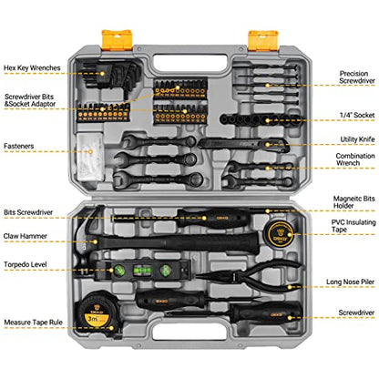 DEKOPRO Tool Kit Set Box Home Repair Tools Basic Hand Toolbox Sets 148Piece - color: Black