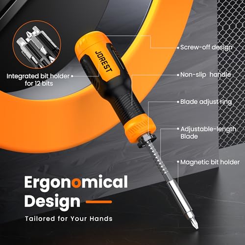 JOREST 25 in 1 Multi Screwdriver Set, Magnetic Multitool Screwdriver Tool All in One, Multibit Screwdriver with Torx, Flat Head, Phillips, Hex, Square, Portable Tool Kit for Daily Repairs