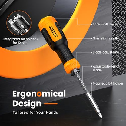 JOREST 25 in 1 Multi Screwdriver Set, Magnetic Multitool Screwdriver Tool All in One, Multibit Screwdriver with Torx, Flat Head, Phillips, Hex, Square, Portable Tool Kit for Daily Repairs