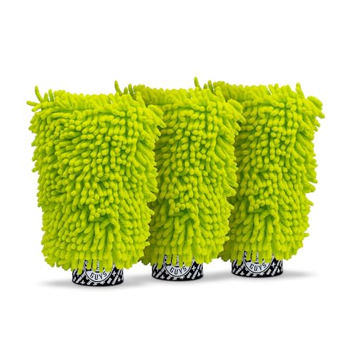 Chemical Guys, Chenille Scratch-Free Microfiber Wash Mitt, Lime Green, 3 Pk | Soft chenille microfiber mitts hold thick suds and trap grit for safe, scratch-free contact washing, three pack - size: 3 Pack