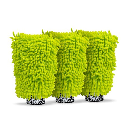 Chemical Guys, Chenille Scratch-Free Microfiber Wash Mitt, Lime Green, 3 Pk | Soft chenille microfiber mitts hold thick suds and trap grit for safe, scratch-free contact washing, three pack - size: 3 Pack