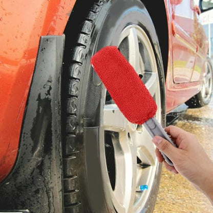 SOLUSTRE Car Detailing Brushes Set with Soft Sponge Tire Shine Applicator Pad and Wheel Rim Cleaning Brush for Auto Tire and Rim Care