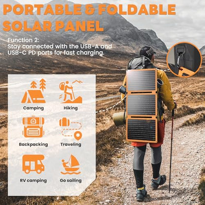 FieryRed 30W 12V Solar Panel Car Battery Charger & Maintainer, Portable Waterproof Trickle Charger with Built-in Controller, Cig Plug, Alligator Clips, USB-C, USB-A Outputs for Car, Boat, RV, Tractor - size: 30W