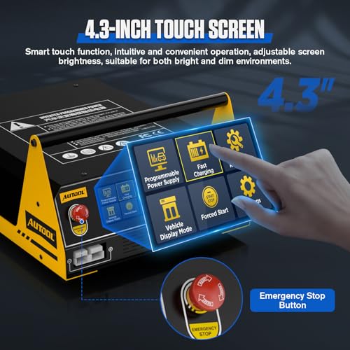 AUTOOL Flash Reprogramming Power Supply, Car Battery Charger with Battery Maintainer Jump Starter Mode, Adjustable Charging Current Voltage, for Lithium & Lead-Acid Battery, with Touchscreens