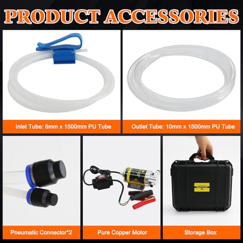 12V 100W Portable Oil Transfer Pump Set, 1-4L/min Fluid Transfer Pump for Engine Oil, Gear Oil, Lubricating Oil Change, Electric Self-Priming Motor Gear Oil Pump for Boat, Car, Trucks and Lawnmower