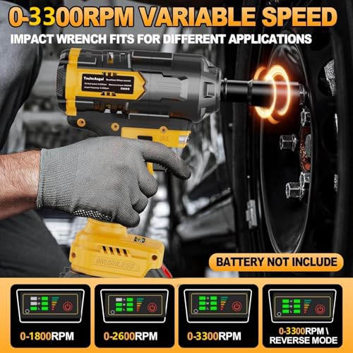 1600Nm Impact Wrench, 1/2" 1180ft-lbs Cordless Impact Gun with 1 x 8.0Ah Battery, 21V High Torque Power Impact Driver with 6 Sockets， Pistola Llave De Impacto for Truck RV Car Heavy Construction