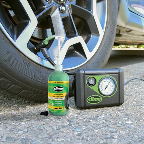 Slime 50107 Flat Tire Puncture Repair, Smart Spair, Emergency Kit For Car Tires, Includes Sealant And Tire Inflator Pump, Suitable For Cars And Other Highway Vehicles, 15 Min Fix - size: No Size, style: Smart Spair