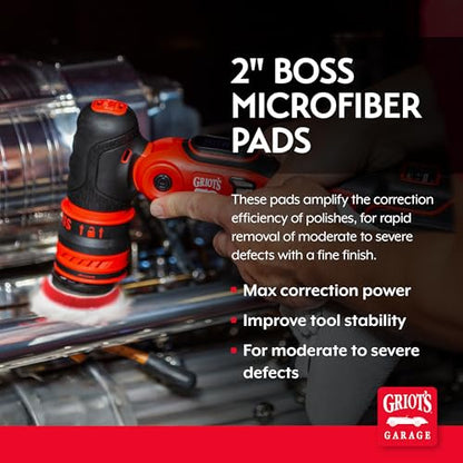 Griot's Garage BOSS 2” Microfiber Pads for Car Polishing and Detailing, Buffing Pads for Moderate and Severe Scratch Removal, Set of 4 - size: 2 Inch Pads (Set of 4)