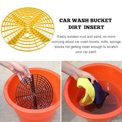 Yourkar 2 PCS Car Wash Bucket Inserts, Plastic Vehicle Detail Grit Trap, Auto Dirt Collectors Fits 12 Inch Diameter Bucket, Universal Car Accessories (Yellow) - color: Yellow, 2pcs