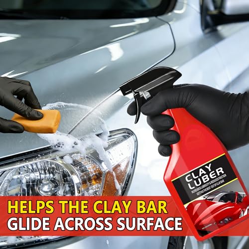Heavy Duty Auto Detailing Clay Bar Kit with Clay Luber Synthetic Lubricant - 4 Clay Bars, 10 Pack Lubricant Tablets, Spray Bottle & Microfiber Towel for Car Paint Cleaning