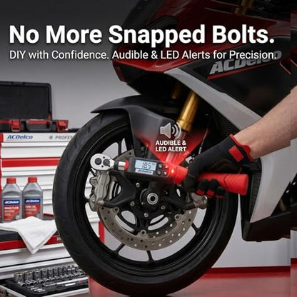 ACDelco ARM601-3 3/8” (3.7 to 37 ft-lbs.) Digital Torque Wrench with Buzzer and LED Flash Notification – ISO 6789 Standards with Certificate of Calibration